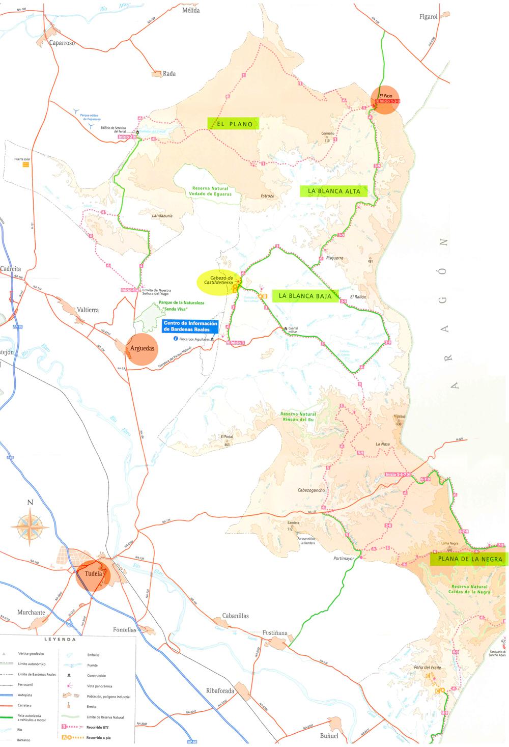 Mapa de las Bardenas Reales